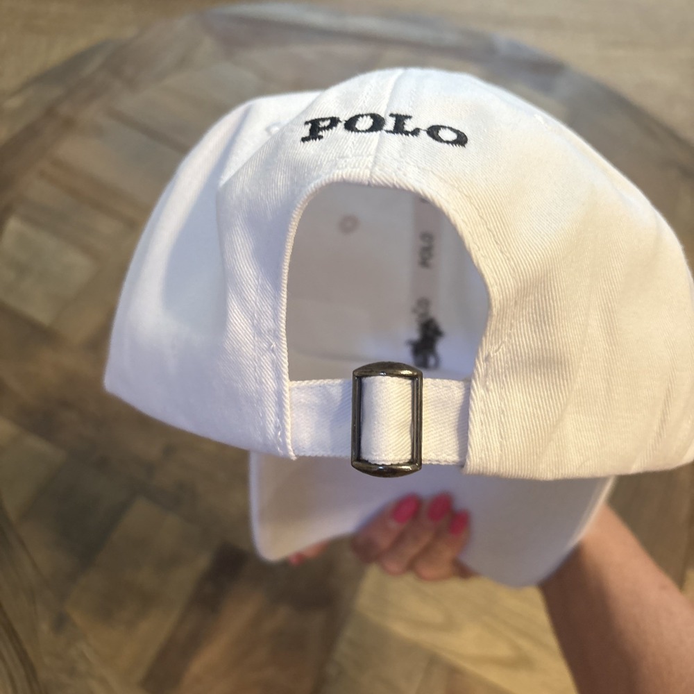 Polo Ralph Lauren Men's White/Blue Baseball Cap Adjustable Chino Cotton Hat NWT - Picture 2 of 4